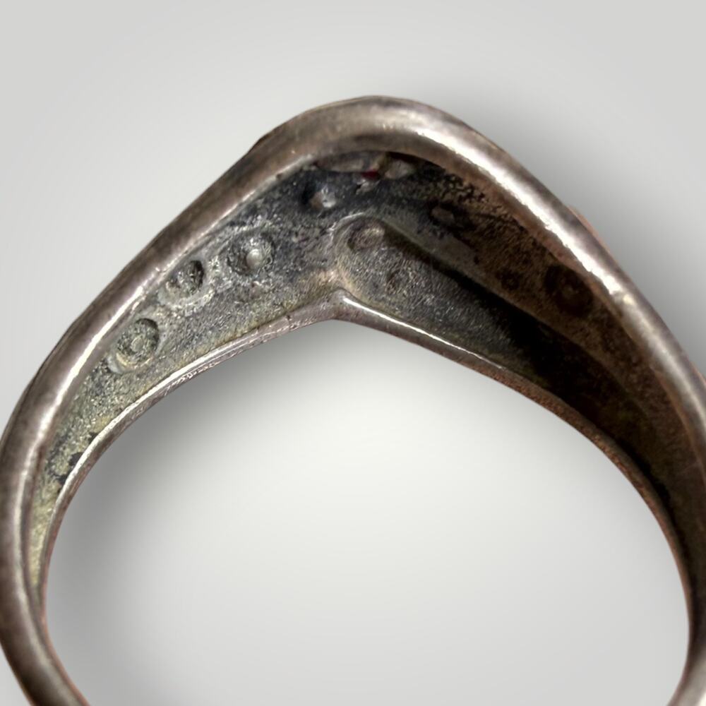 Vintage Sterling Silver & 10K Gold Ruby Ring Artisan Sun Motif Size 7,5 - Picture 2 of 12